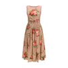 Dolce & Gabbana Abito Midi In Cotone Rosa Con Stampa Fiori Dolce E Gabbana