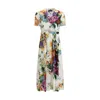 Dolce & Gabbana Midi Poplin Dress With Flower Bouquet Print Dolce E Gabbana In Multi