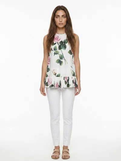 Dolce & Gabbana Rose-floral Cotton Blouse In Multi