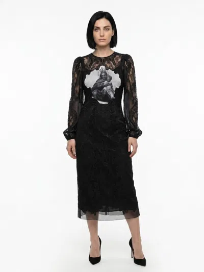 Dolce & Gabbana Multicolor Cotton Cocktail Women's Dress In Black