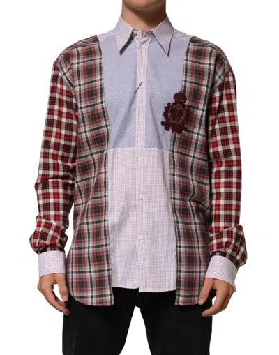 Dolce & Gabbana Multicolor Cotton Collared Checkered Shirt