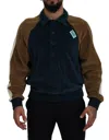 Dolce & Gabbana Multicolor Cotton Collared Pullover Sweater In Blue