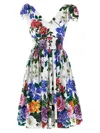 Dolce & Gabbana Multicolor Short Dress With All-over Floral Print In Multi