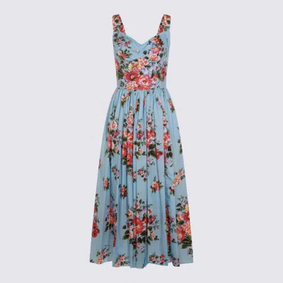Dolce & Gabbana Multicolor Cotton Dress In Blue