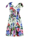Dolce & Gabbana Multicolor Short Dress With All-over Floral Print In Multicolour
