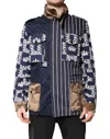Dolce & Gabbana Multicolor Cotton Logo Patchwork Coat Jacket In Blue