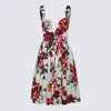 Dolce & Gabbana White Anemoni Print Cotton Midi Dress In Multi