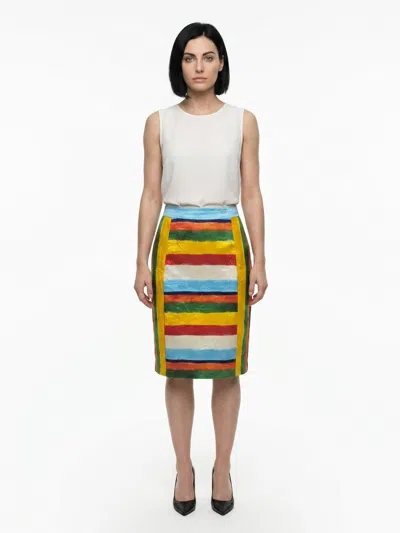 Dolce & Gabbana Multicolor Cotton Midi Women's Skirt