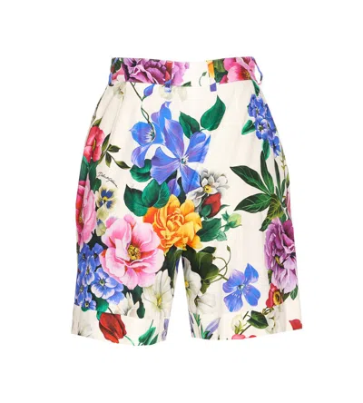 Dolce & Gabbana Multicolor Cotton Shorts In Mix Fiori