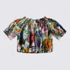 Dolce & Gabbana Multicolor Cotton Top In Mix Fiori F. Bianco