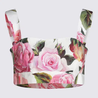 Dolce & Gabbana Multicolor Cotton Top In Rose F.do Bianco