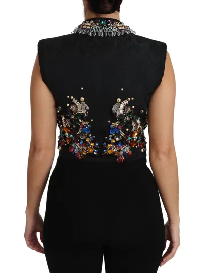 Dolce & Gabbana Multicolor Crystal Embellished Vest In Black