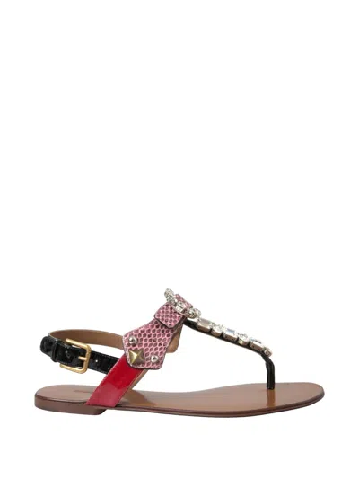 Dolce & Gabbana Multicolor Crystal Sandals Flip Flops Shoes In Brown