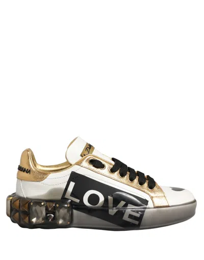 Dolce & Gabbana Multicolor Crystal Studdedlove Sneakers Shoes