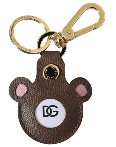Dolce & Gabbana Multicolor Dauphine Calfskin Dg Logo Keyring Keychain In Gold