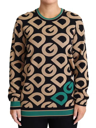 DOLCE & GABBANA DOLCE & GABBANA MULTICOLOR DG MANIA WOOL CREWNECK PULLOVER WOMEN'S SWEATER