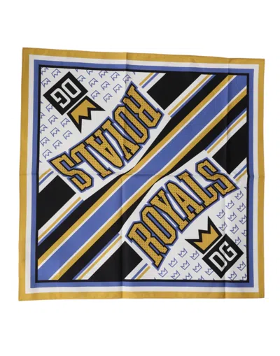Dolce & Gabbana Multicolor Dg Royals Square Foulard Men 50cm X 50cm Scarf In White