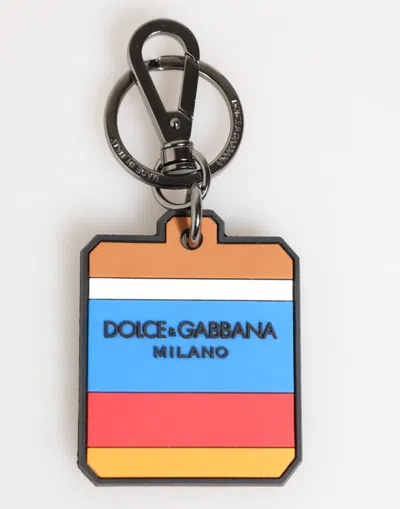 Dolce & Gabbana Multicolor Dg Rubber Logo Silver Men's Keychain Keyring
