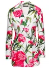 Dolce & Gabbana Multicolor Double-breasted Jacket With All-over Garofani Print In Multicolor