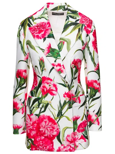 Dolce & Gabbana Multicolor Double-breasted Jacket With All-over Garofani Print