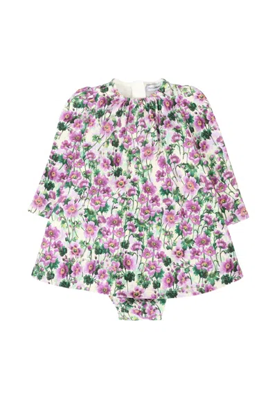 Dolce & Gabbana Multicolor Dress For Baby Girl With Violet Print