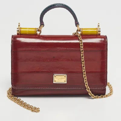 Pre-owned Dolce & Gabbana Multicolor Eel Leather Miss Sicily Von Wallet On Chain