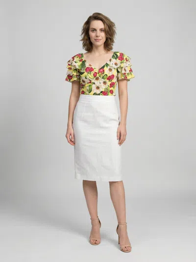 Dolce & Gabbana Floral Silk Wrap Blouse In White