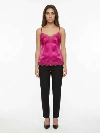 Dolce & Gabbana Lace-trimmed Silk Tank Top In Pattern