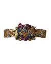 Dolce & Gabbana Multicolor Embellished Floral Crystal Wide Waist Women's Belt In Multi