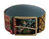 Dolce & Gabbana Multicolor Embroidered Leather Gold Metal Buckle Women's Belt In Multi