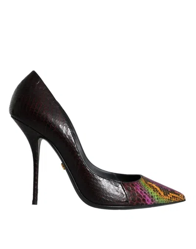 DOLCE & GABBANA MULTICOLOR EXOTIC LEATHER HEELS PUMPS SHOES