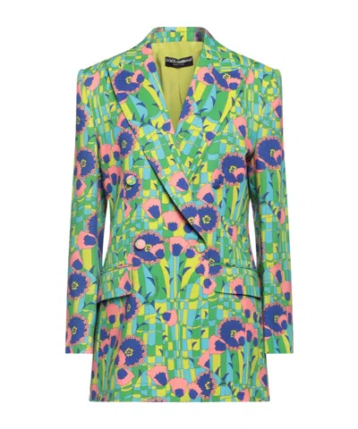 Dolce & Gabbana Multicolor Fitted Blazer In Green