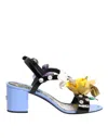 Dolce & Gabbana Multicolor Floral Appliqué Crystal Sandal Shoes In Multi