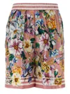 Dolce & Gabbana Elastic Waistband Floral Bermuda Shorts With Drawstring In Multicolor
