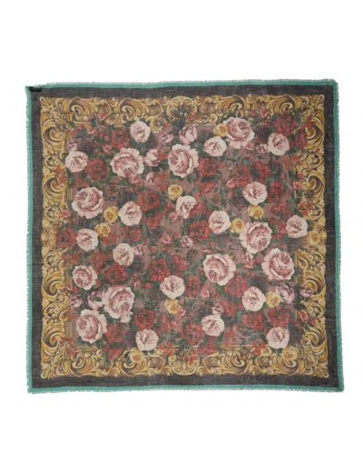 Pre-owned Dolce & Gabbana Multicolor Floral Cashmere Square Stole  Women's Scarf ()