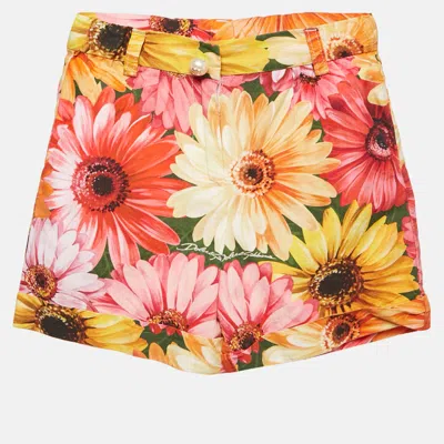 Pre-owned Dolce & Gabbana Multicolor Floral Cotton Shorts 4-5 Yrs