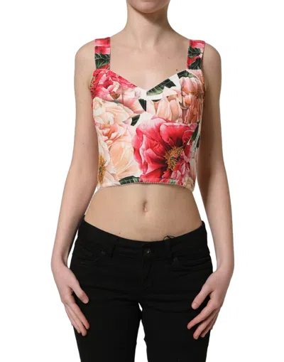 Dolce & Gabbana Multicolor Floral Cropped Bustier Tank Women's Top