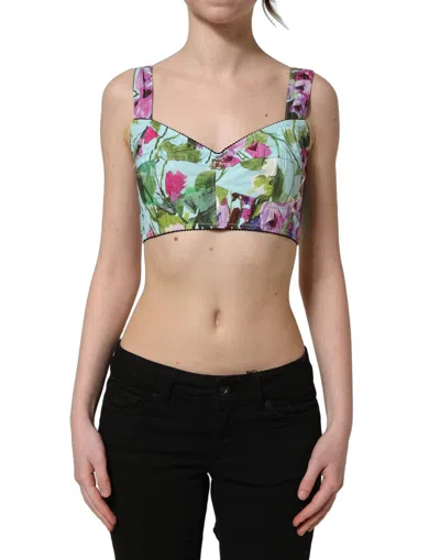 Dolce & Gabbana Multicolor Floral Cropped Bustier Tank Women's Top