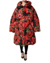 Dolce & Gabbana Multicolor Floral Full Zip Padded Jacket In Red