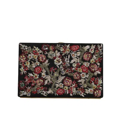 Dolce & Gabbana Multicolor Floral Gold Frame Clutch Evening Purse Bag Suede