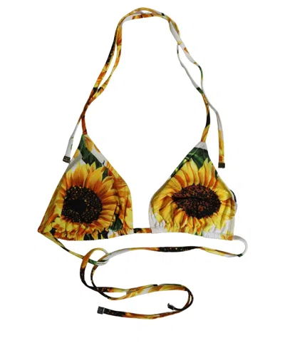 Dolce & Gabbana Multicolor Floral Halter Beachwear Bikini Women's Top