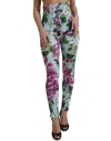 DOLCE & GABBANA MULTICOLOR FLORAL HIGH WAIST LEGGINGS PANTS