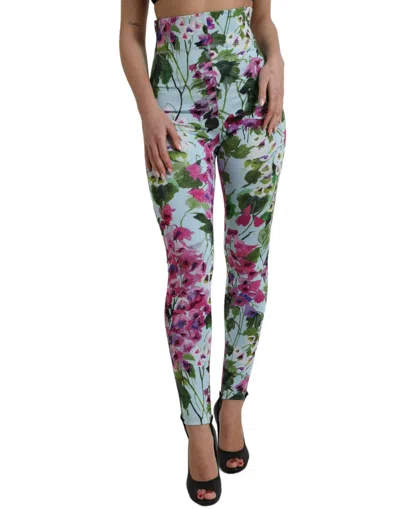 Dolce & Gabbana Multicolor Floral High Waist Leggings Trousers