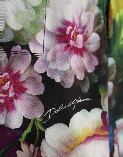 Dolce & Gabbana Multicolor Floral High Waist Wide Leg Pants In White
