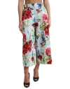 Dolce & Gabbana Multicolor Floral High Waist Wide Leg Pants In Multicolor