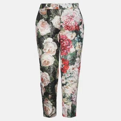 Pre-owned Dolce & Gabbana Multicolor Floral Jacquard Cropped Pants S (it 38)