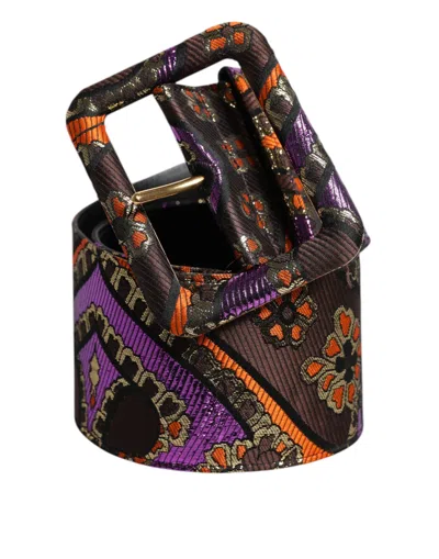 Pre-owned Dolce & Gabbana Multicolor Floral Jacquard Lurex Wide Waist Buckle Women's Belt ()