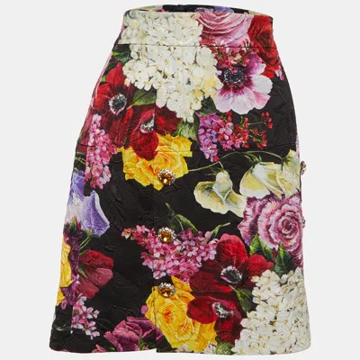 Pre-owned Dolce & Gabbana Multicolor Floral Jacquard Mini Skirt M