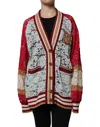 Dolce & Gabbana Multicolor Floral Lace Cardigan Sweater In Red