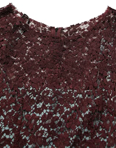 Dolce & Gabbana Multicolor Floral Lace Taffeta Pleated Midi Dress